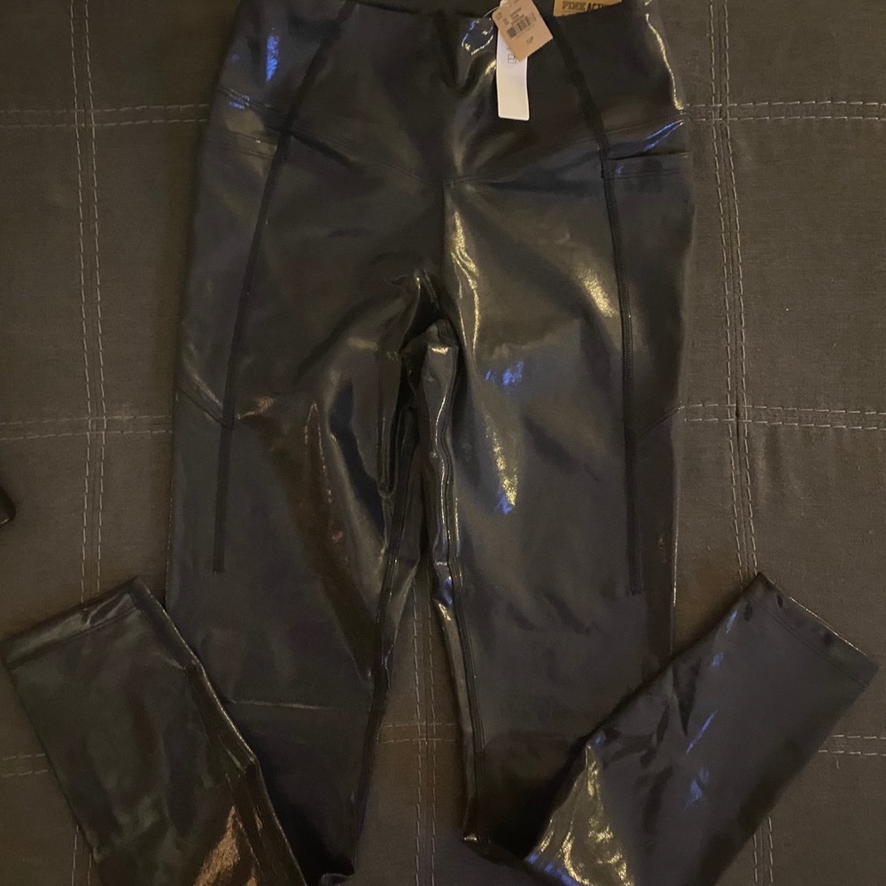 Pink-Victoria’s Secret Ultimate High Waist Leggings- Black Shine, NWT
